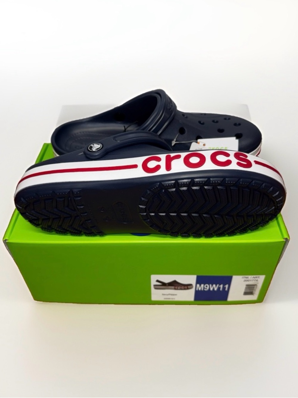 Crocs Bayaband M10-W12,  Color:Navy/Pepper , Slip-On Paisley Band 205089-4CC NWT